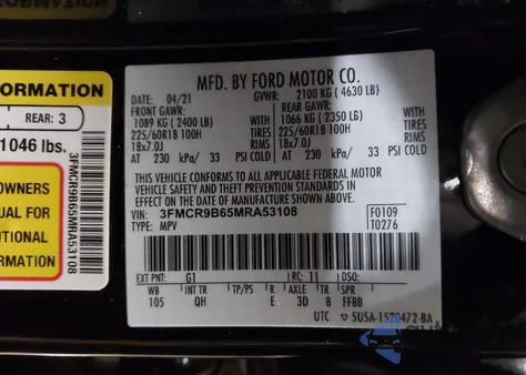 2021 Ford Bronco Sport Big Bend z USA, uszkodzony, nr VIN 3FMCR9B65MRA53108